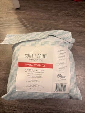 Charisma Twin/Twin XL 4-Piece Sheet Set - Light Blue Check